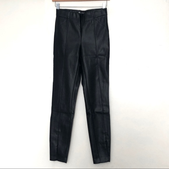 Zara Faux Leather Leggings Skinny Pants Ankle Zip - Picture 3 of 8